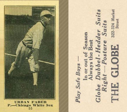 1916 Globe Clothing Store Urban Faber #55 Baseball Card
