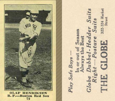 1916 The Globe Clothing Olaf Henriksen #79 Baseball Card