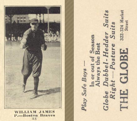 1916 The Globe Clothing William James #88 Baseball Card