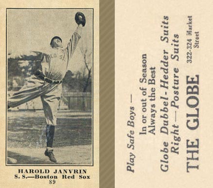 1916 The Globe Clothing Harold Janvrin #89 Baseball Card