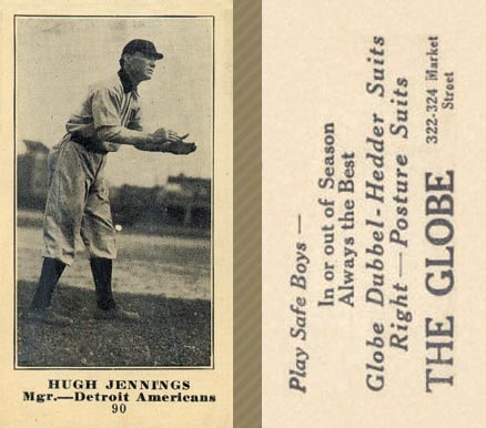 1916 The Globe Clothing Hugh Jennings #90 Baseball Card