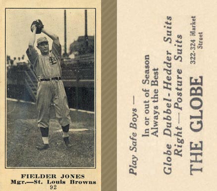 1916 The Globe Clothing Fielder Jones #92 Baseball Card
