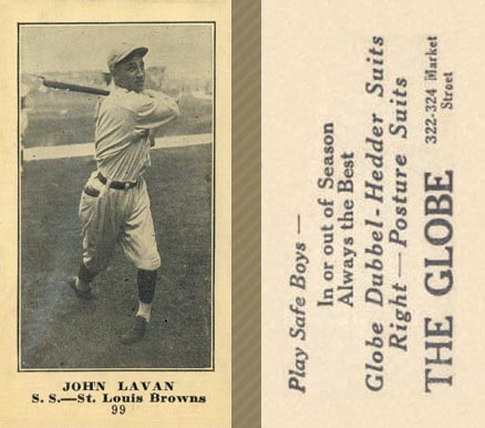 1916 The Globe Clothing John Lavan #99 Baseball Card