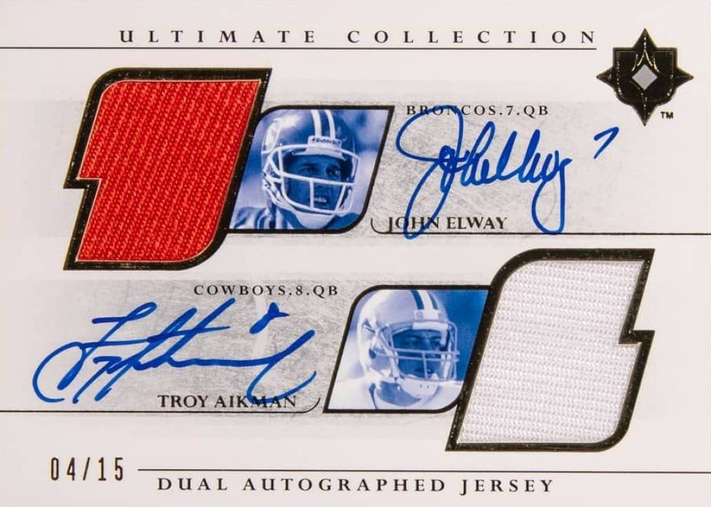 2004 Ultimate Collection Dual Game Jersey Signed John Elway/Troy Aikman #EA Football Card