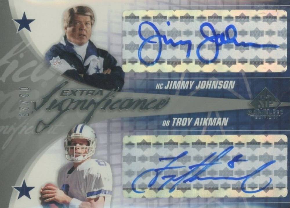 2004 SP Game Used Extra Significance Jimmy Johnson/Troy Aikman #JA Football Card