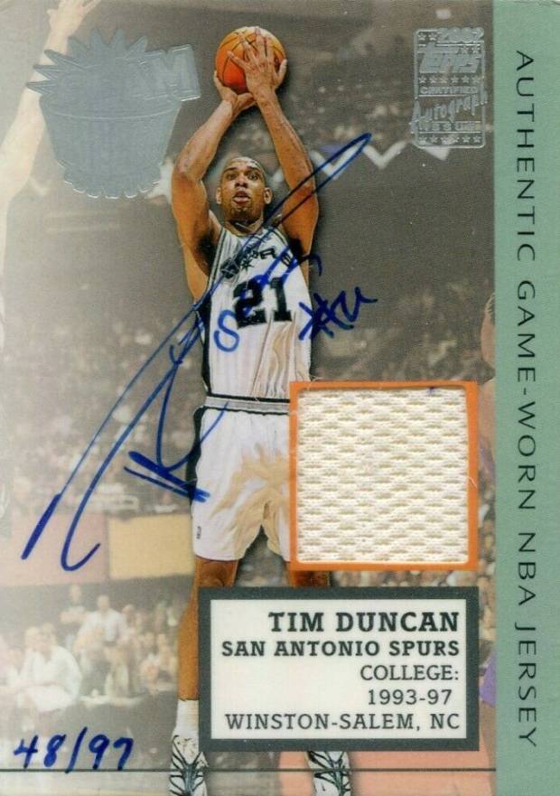 2002 Topps Slam Duncan Game Jersey Tim Duncan #SDA2 Basketball Card