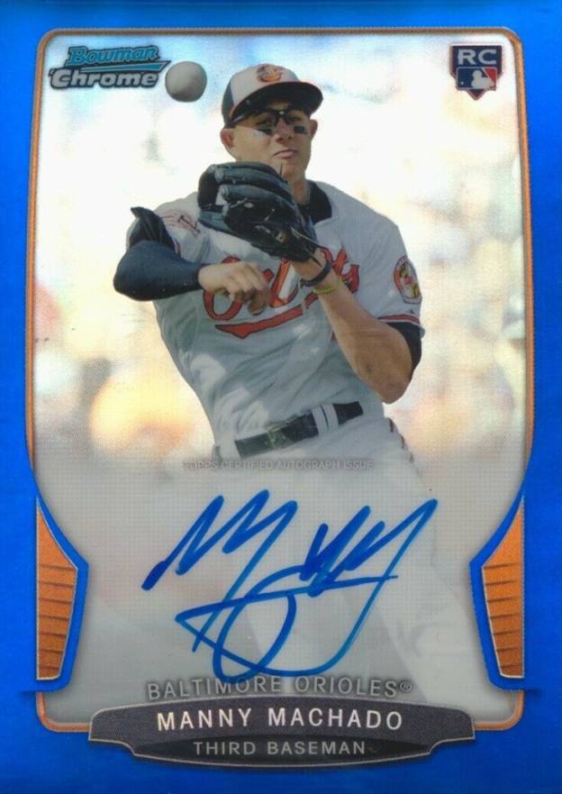 2013 Bowman Autograph Chrome Rookie Manny Machado #ACRMM Baseball Card
