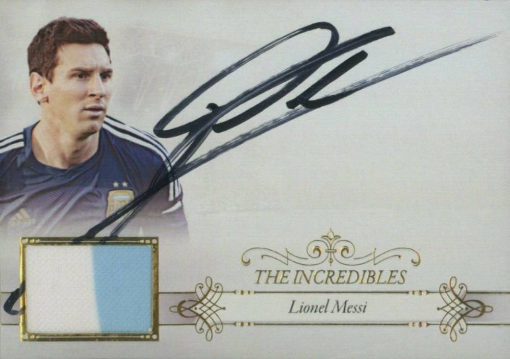 2015 Futera Unique Incredibles Autographed Memorabilia Lionel Messi #INC09 Soccer Card