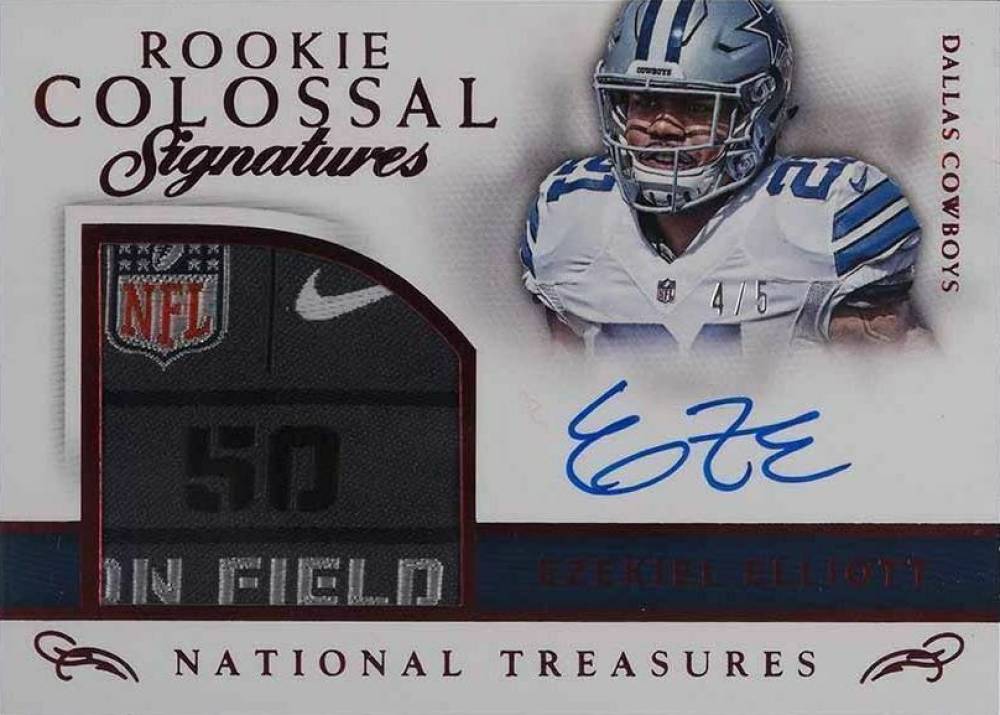 2016 Panini National Treasures Rookie Colossal Signatures Ezekiel Elliott #4 Football Card