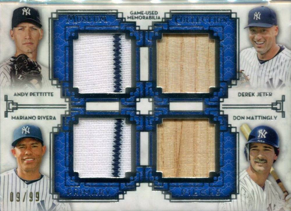 2014 Topps Museum Collection Primary Pieces Quad Relic Andy Pettitte/Derek Jeter/Don Mattingly/Mariano Rivera #14 Baseball Card