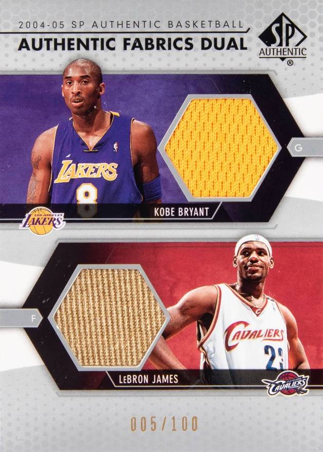 2004 SP Authentic Authentic Fabrics Kobe Bryant/Lebron James #AF2BJ Basketball Card