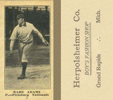 1916 Herpolsheimer Co. Babe Adams #1 Baseball Card