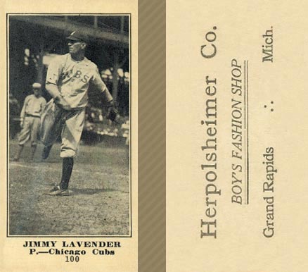 1916 Herpolsheimer's (M101-4) Jimmy Lavender #100 Baseball Card