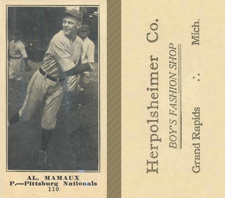 1916 Herpolsheimer Co. Al. Mamaux #110 Baseball Card