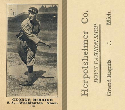1916 Herpolsheimer Co. George McBride #115 Baseball Card