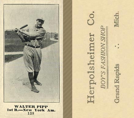 1916 Herpolsheimer Co. Walter Pipp #138 Baseball Card