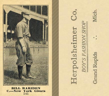 1916 Herpolsheimer Co. Bill Rariden #141 Baseball Card