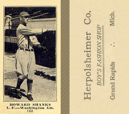 1916 Herpolsheimer Co. Howard Shanks #160 Baseball Card
