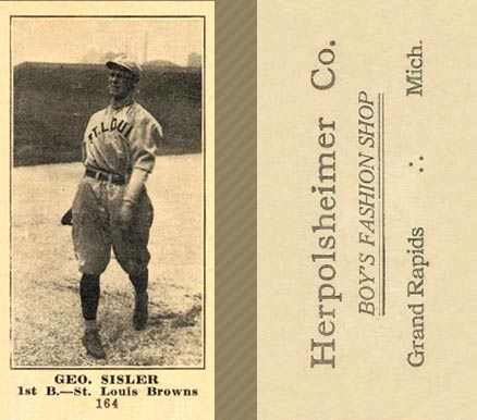 1916 Herpolsheimer's (M101-4) Geo. Sisler #164 Baseball Card