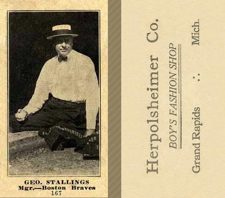 1916 Herpolsheimer Co. Geo. Stallings #167 Baseball Card