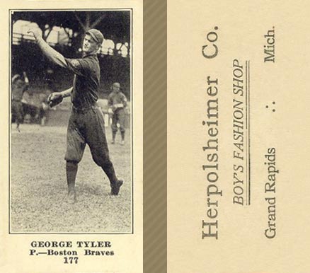1916 Herpolsheimer Co. George Tyler #177 Baseball Card