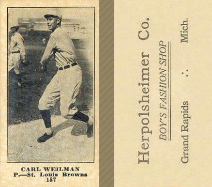 1916 Herpolsheimer Co. Carl Weilman #187 Baseball Card