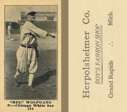 1916 Herpolsheimer Co. Mel Wolfgang #194 Baseball Card