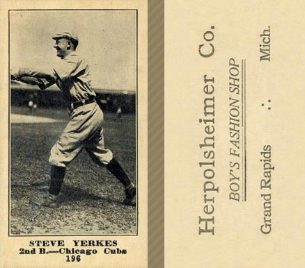 1916 Herpolsheimer Co. Steve Yerkes #196 Baseball Card