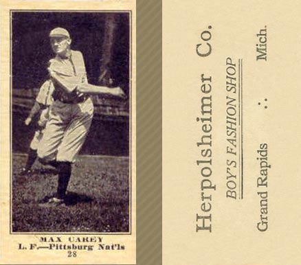 1916 Herpolsheimer Co. Max Carey #28 Baseball Card