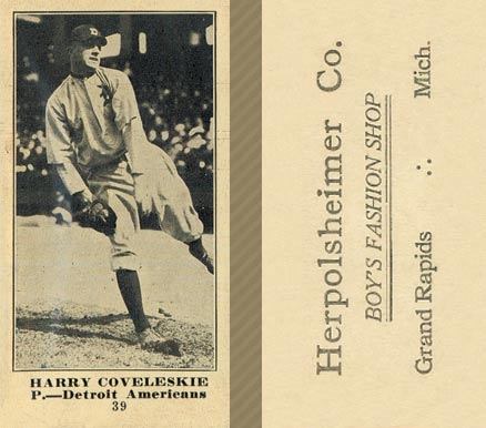 1916 Herpolsheimer Co. Harry Coveleskie #39 Baseball Card