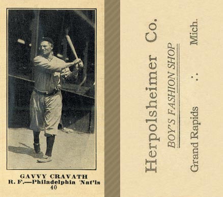 1916 Herpolsheimer Co. Gavvy Cravath #40 Baseball Card