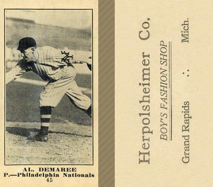 1916 Herpolsheimer Co. Al Demaree #45 Baseball Card
