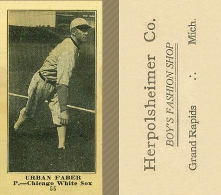 1916 Herpolsheimer's (M101-4) Urban Faber #55 Baseball Card