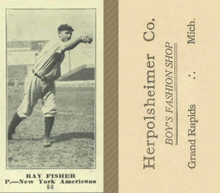1916 Herpolsheimer Co. Ray Fisher #58 Baseball Card