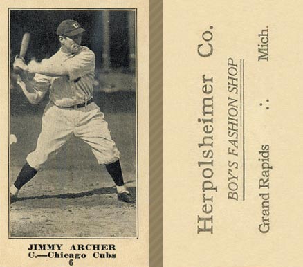1916 Herpolsheimer Co. Jimmy Archer #6 Baseball Card