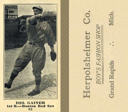 1916 Herpolsheimer Co. Del Gainer #63 Baseball Card