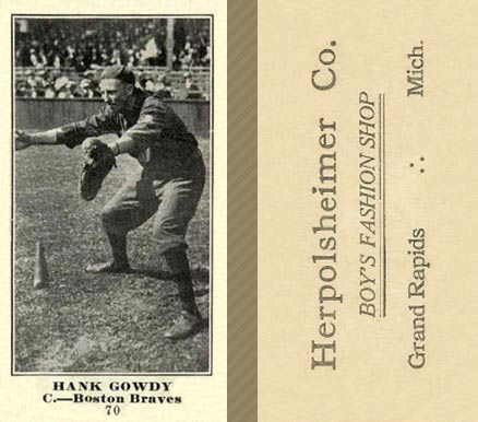 1916 Herpolsheimer Co. Hank Gowdy #70 Baseball Card