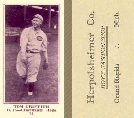 1916 Herpolsheimer Co. Tom Griffith #73 Baseball Card