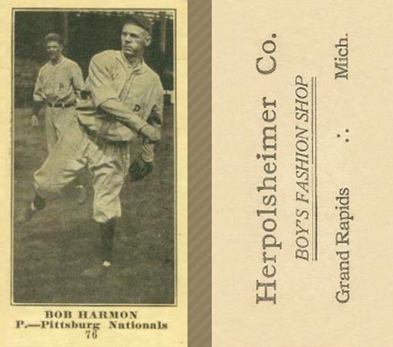 1916 Herpolsheimer Co. Bob Harmon #76 Baseball Card