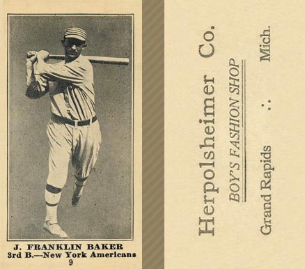 1916 Herpolsheimer's J. Franklin Baker #9 Baseball Card