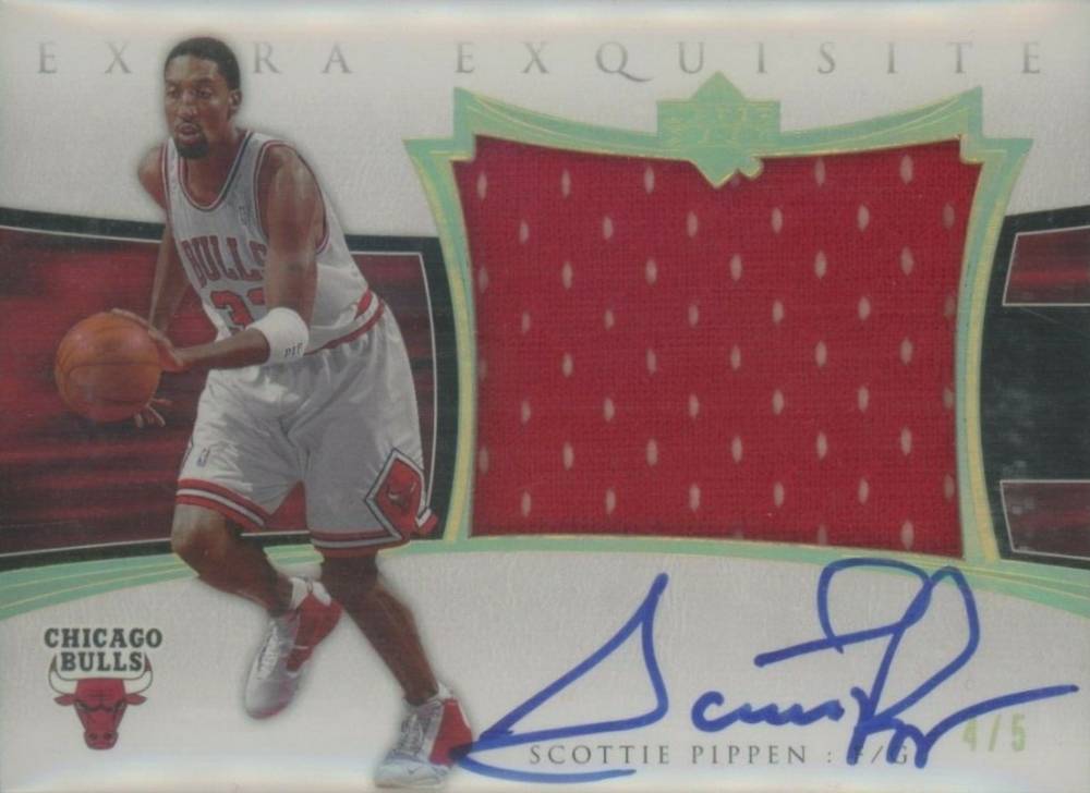 2004 Upper Deck Exquisite Collection Extra Exquisite Jersey Autograph Scottie Pippen #AEE-SP Basketball Card