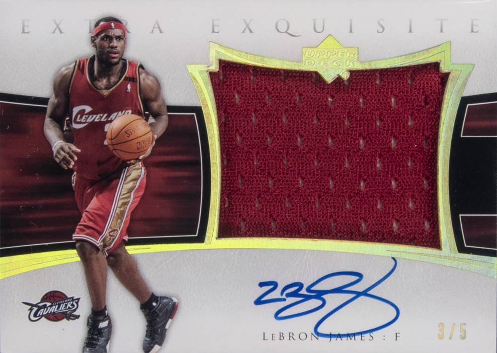 2004 Upper Deck Exquisite Collection Extra Exquisite Jersey Autograph LeBron James #AEE-LJ Basketball Card