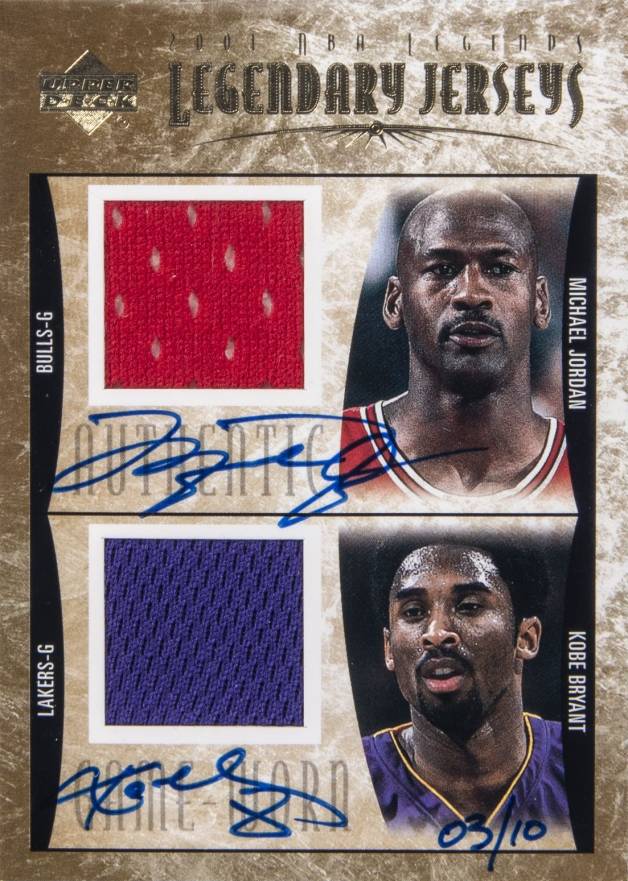 2001 Upper Deck Legends Legendary Jerseys Michael Jordan/Kobe Bryant #MJ/KB-AJ Basketball Card