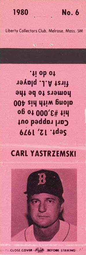 1980 Liberty Superstar Matchbook Carl Yastrzemski #6 Baseball Card
