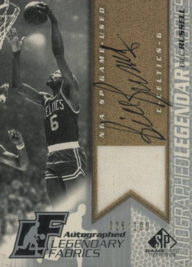 2003 SP Game Used Legendary Fabrics  Bill Russell #BR-AL Basketball Card