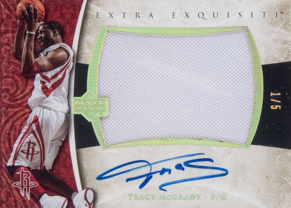 2005 Upper Deck Exquisite Collection Extra Exquisite Jersey Autograph Tracy McGrady #EXATM Basketball Card