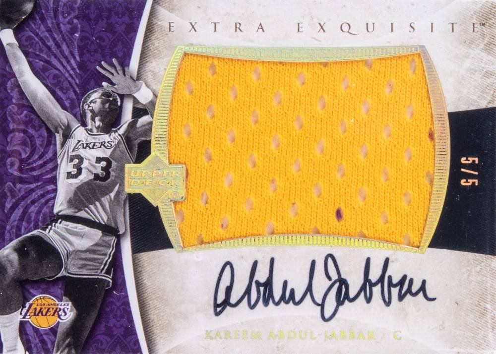 2005 Upper Deck Exquisite Collection Extra Exquisite Jersey Autograph Kareem Abdul-Jabbar #EXAKA Basketball Card