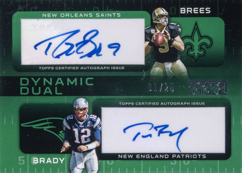 2009 Topps Unique Dynamic Dual Autographs Drew Brees/Tom Brady #BB Football Card