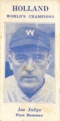 1925 Holland Creameries Joe Judge #15 Baseball Card
