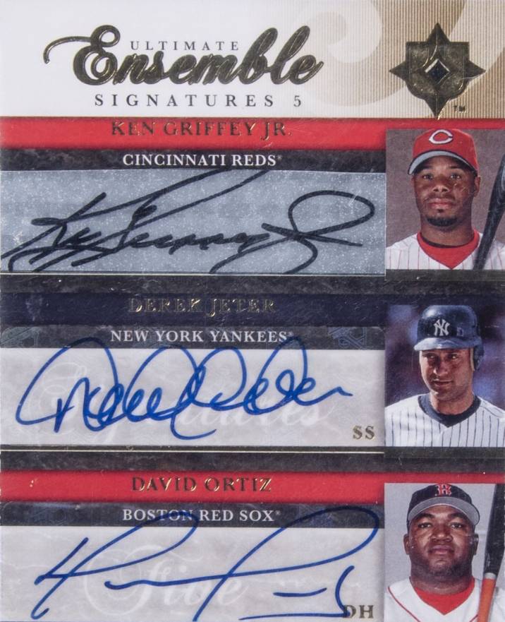 2006 Ultimate Collection Ultimate Ensemble Signature 5 Griffey Jr./Jeter/Ortiz/Pujols/Cabrera #3 Baseball Card